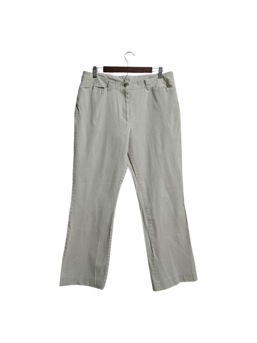 L.L. Bean High Rise Straight Leg Ankle Pants In Khaki Sz 16R